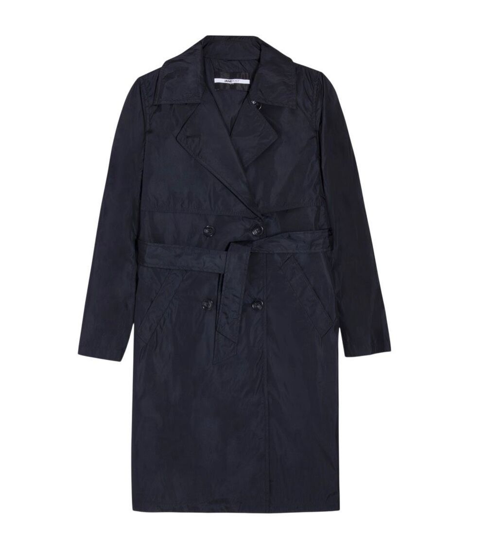 Jane Post $695 Ultra Light Trench Coat Water Resistant rain jacket Black Small N